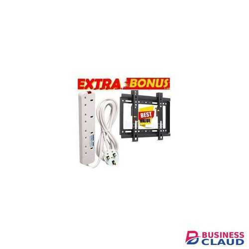 Power King Heavy Duty 4 Socket Extension Cable – White, Long Cable + GIFT TV WALL MOUNT HOLDER BRACKET FOR DIGITAL SMART TV 32INCH, 43INCH, 24INCH AND 14INCH, television 32 inch smart tv