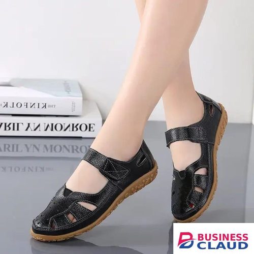 Black ladies flat shoes Closed Breathable shoes Comfortable leather shoes