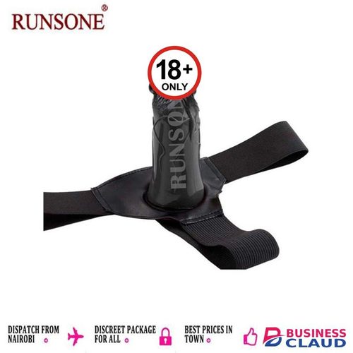 RUNSONE Universal Strap on Realistic Hollow Dildo Adjustable Chastity Belt Harness BD-SM Bondage Sleeve Vagina Anus Plug Adult Play Sex Fetish Toys for Les Bian Couple Women Men