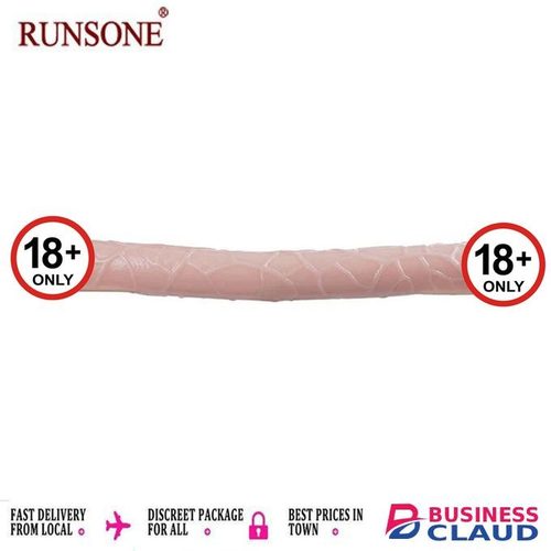 RUNSONE 18 Inches Double Sided Long Dildo Crystal Jellies Realistic Extra Plus Dong Dual Penetration Anal Plug Sex Toy for Les-bian Women Adult Couple