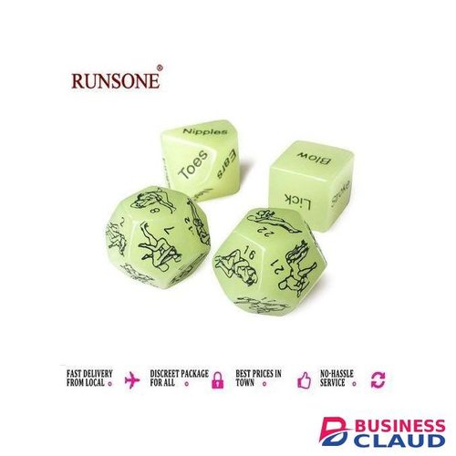 RUNSONE 4pcs Pack Glow Sex Dice 12-sided Adult Game Lover Positions Gag Love Sex Toys Gift for Couples