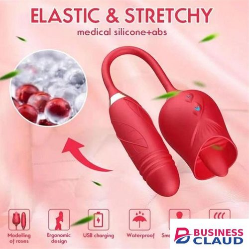 Two-in-one rose USB Rechargeable G-Spot Vibrator cli_t licking and thrusting adult Dildo sex toy for women