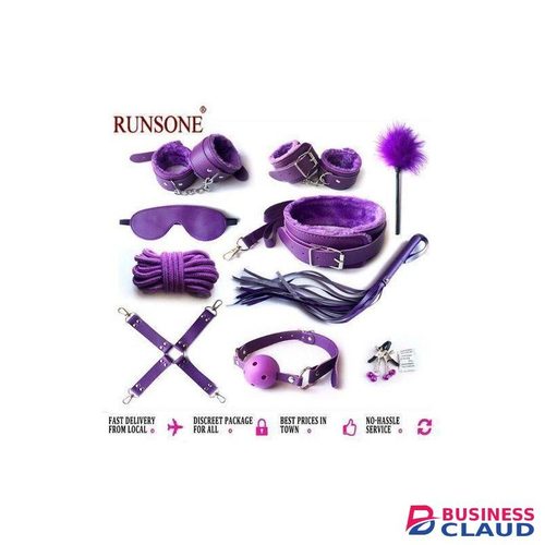 Sex Bondage Kit leather 10 PCS Restraint Leather Set Sex Toy with Sex Blindfold Handcuffs and Ankle Cuffs BDSM Whip Sex Rope, Bondage Restraint Kits for Couples SM Games, Restraint Set for Sex
