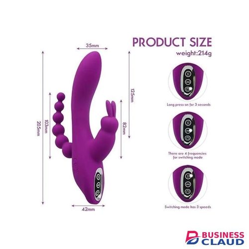 3 In 1 Rabbit Vibrator, Triple Heads-PINK