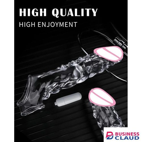 Dragon ROOT Vibrating Penis Sleeve 8.6 Inch Clear Extender Reusable Penis Sleeve With Vibrator Penis Ring COCK Enlarger for Couples