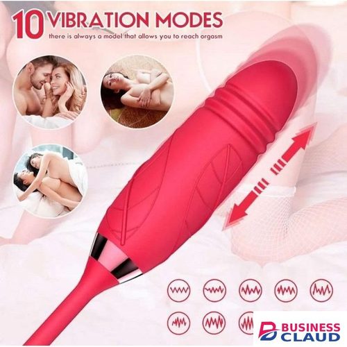 Rose LICKER Toy DUAL Vibrator Clitoris Stimulator Tongue Licking Thrusting G Spot Dildo Nipple