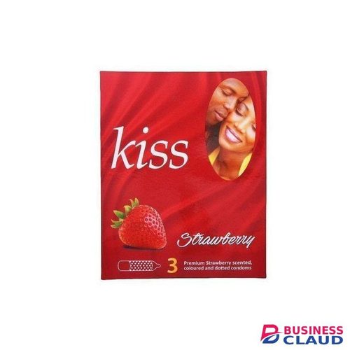 Dkt Kiss Strawberry Flavored Ribbed Condoms - 3 Pacs Of 3s