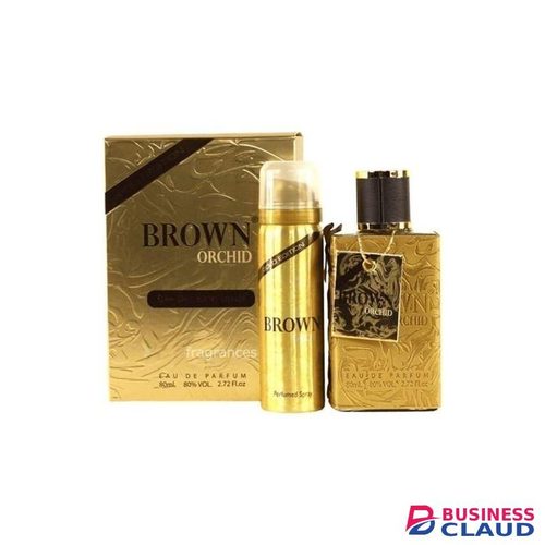 Fragrance World Brown Orchid Gold Edition for Men - 80ML EDP + Free Deodorant Inside - Luxury Woody Spicy Scent - Gift Set