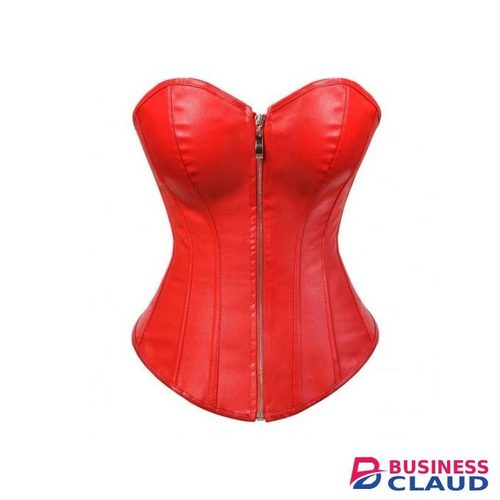 Pendo Sensations Sexy Party Faux Leather Lace-Up Bustier Overbust Steampunk Shaper - Boned Corset & Thong Set