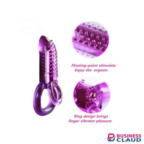 Strapon Double Cock Ring Clitoral Stimulator Dildo Bullet Vibrator Men Adult Sex Toy- Purple