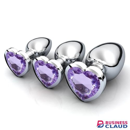 Fun Novelties Love Heart Gemmed Butt Plug Set of 3