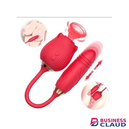 Rose Sucking Vibrator DUAL Stimulator Dildo Sex Toy Clitoris NIPPLE SUCKER Thrusting Dildo