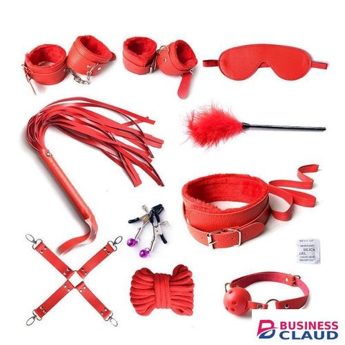 Ourbondage 10pcs Pack Bondage Restraints BDSM Adult Sex Toys PU Leather Fetish Set Role Play Bed Game Handcuffs Mouth Ball Gag Foreplay Gift for Women Men Couples