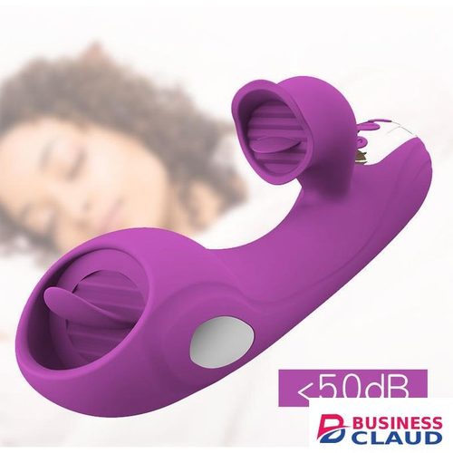 Multiple Frequency USB Double Tongue Lick Vibrator Adult Sex Toy- Purple