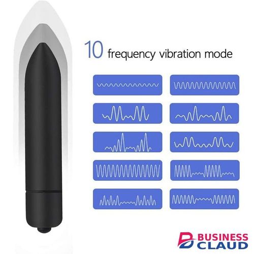 Powerful Bullet Vibrator With 10 Modes, Portable Mini Pocket Vagina Stimulator, Waterproof Super-Strong Adult Sex Toys For Women - BLACK