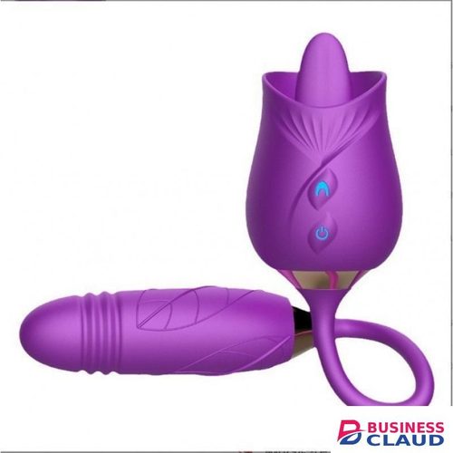 Dildo Dual-Action Rose & Leaf Intimate Massager – Thrusting + Suction Pleasure Toy