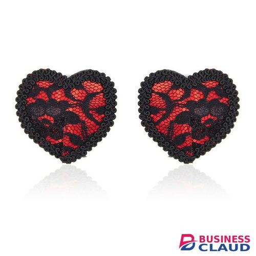 Sexy Sequin Silicone Nipple Pasties With Tassel Heart Shape Sexy Nipple Cover Nipple Pad- Red Per Pair