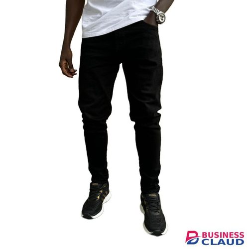 Black Plain Denim Jeans For Men