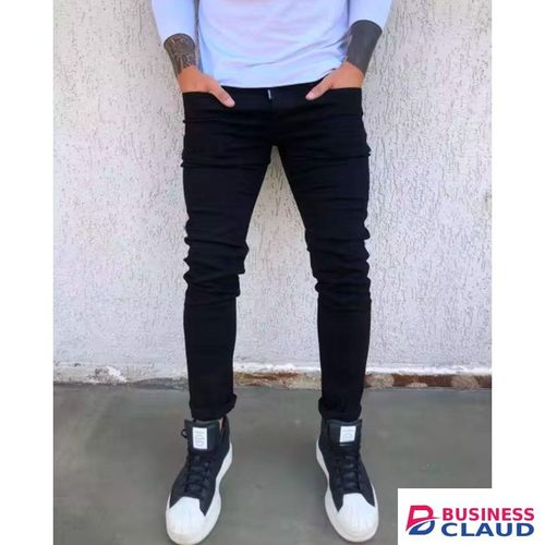Non-fade Black Plain Men Jeans