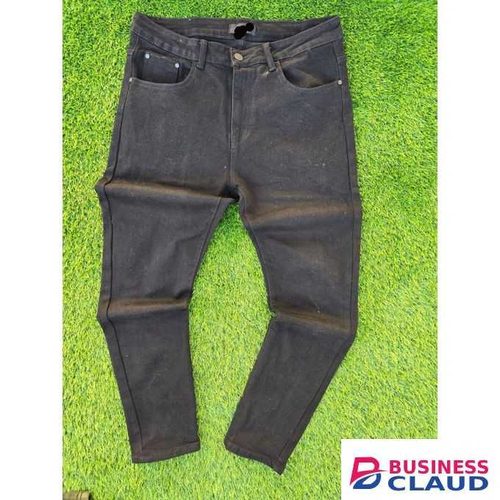 Black Plain Men Non Faded Denim Jeans