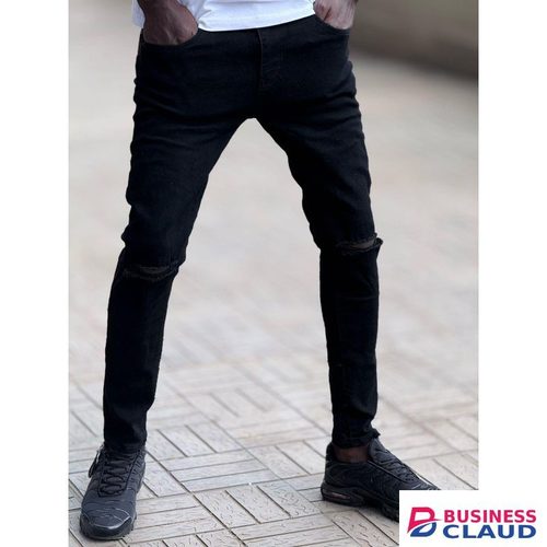 Black one cut slim fit denim jeans