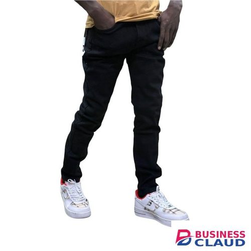 Plain Black Non Fade Slim Fit Men Jeans