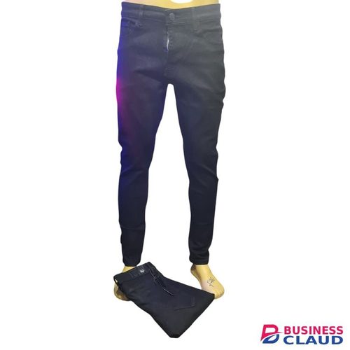 Men Plain Black Slim Fit Jeans