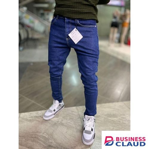 Men Non-fade Navy Blue Denim Jeans