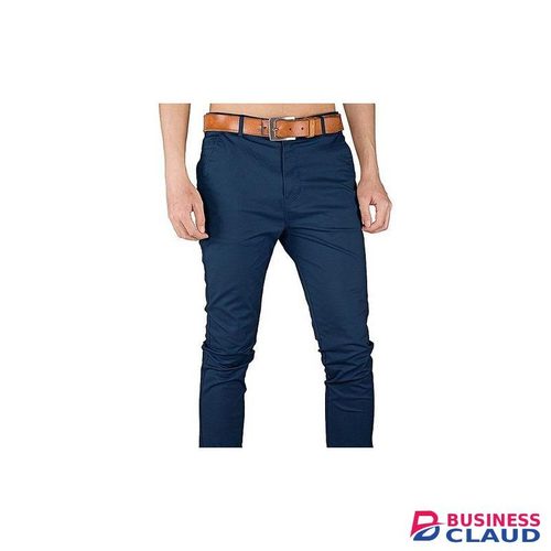 Soft Khaki Trouser Stretch Slim Fit Casual - Navy Blue