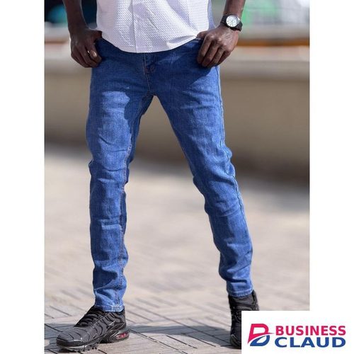 Blue non-fade men plain jeans