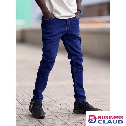 Plain blue slim fit men jeans
