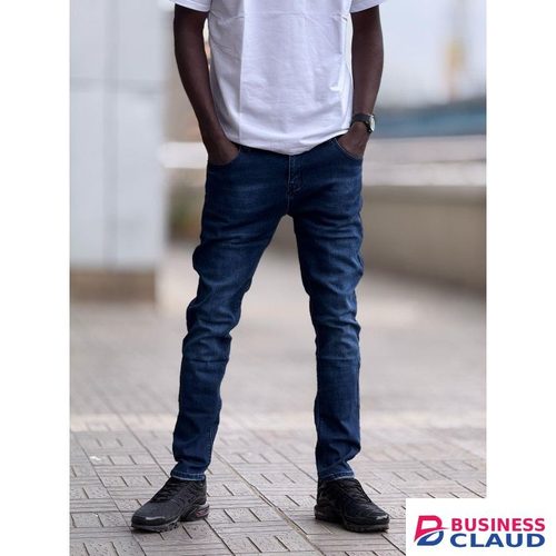 Slim Fit non-fade blue washed men denim jeans