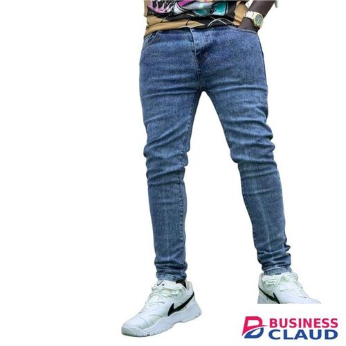 Faded Blue Men Slim Fit Denim Jeans