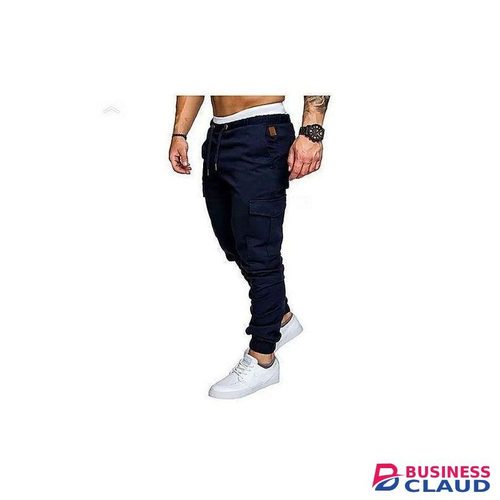 Navy Blue Men's Cargo Pants- Stylish Pocketed