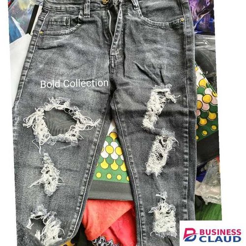 Mens Slim Fit Jeans GREY Stretch Casual Rugged Jeans