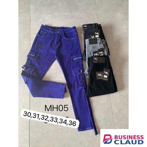 NON-FADE Side Pockets Denim Slim Fit Mens Jeans-MH05 BLUE