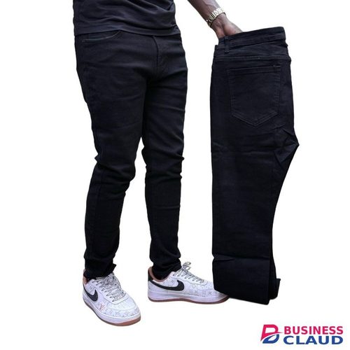 Plain non-fade black denim jeans