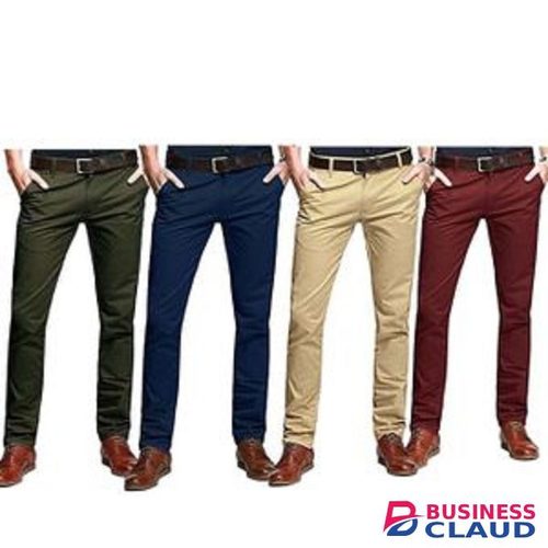 4 Pcs Men Khaki Trouser Stretch Slim Fit