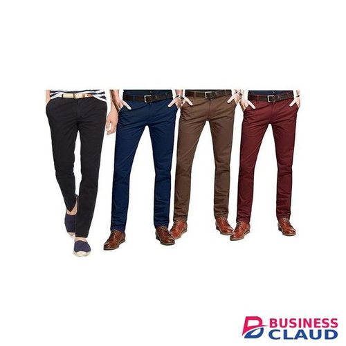 4Pack, Soft Khaki Men's Trouser Slim Fit Official Casual- Black,Navyblue,Chocolate&Maroon