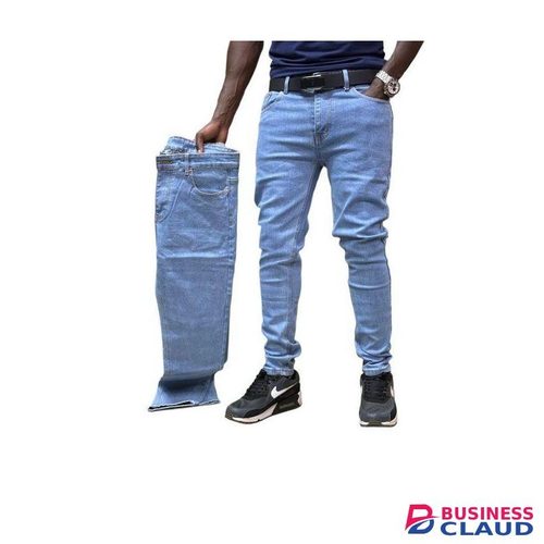 Non faded quality slim fit, skinny, Blue,stretchy denim Jeans for men+ free socks