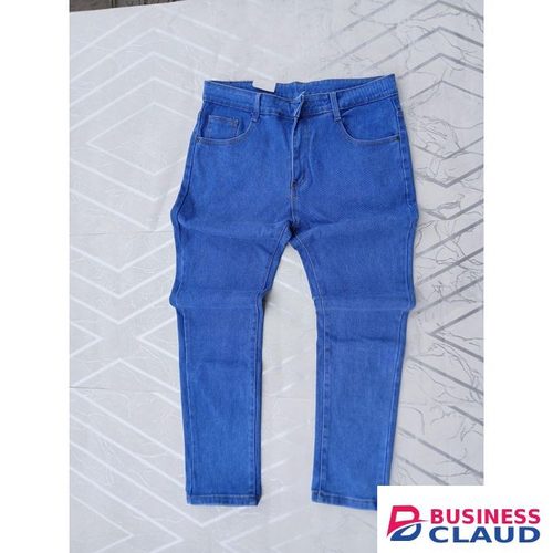 Slim Fit Plain Blue Men Denim Jeans