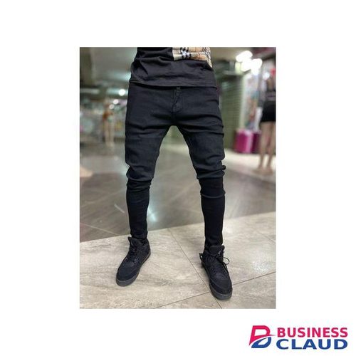 MEN DENIM SLIM FIT NON FADE JEANS-BLACK