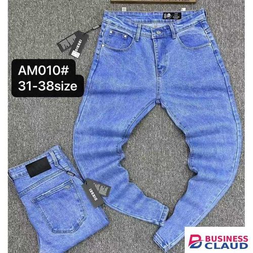 SKY BLUE MEN SLIM FIT DENIM TROUSERS