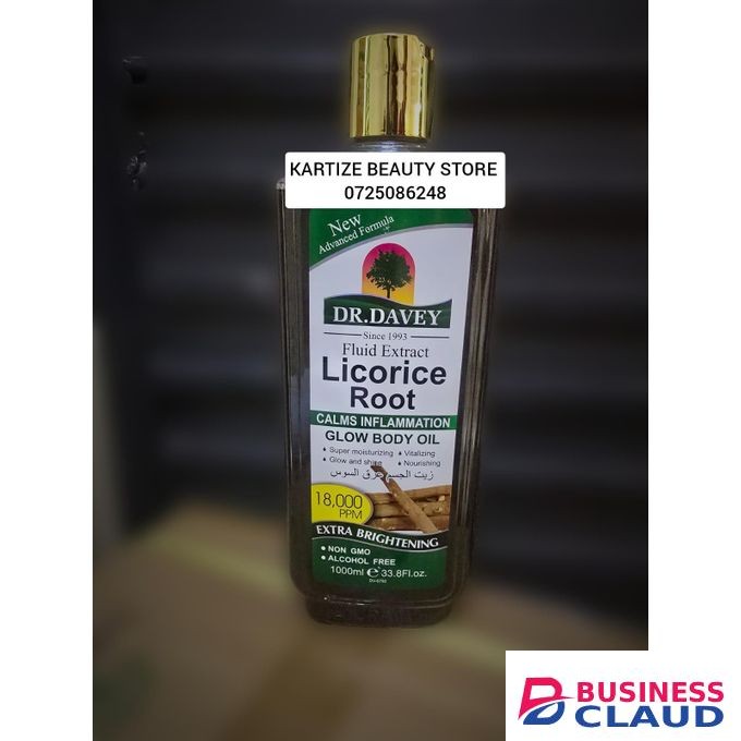 dr davey Licorice root calm inflammation glow body oil super moisturizing, vitalizing, nourishing, glow and shine 1000ml