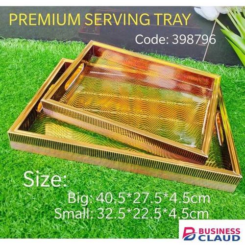 Elegant Gold Translucent Serving Trays - Set of 2 Premium Party & Kitchen Display Trays