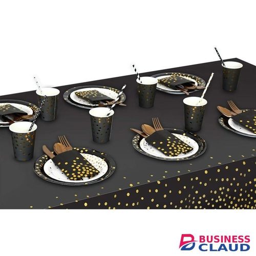 Premium Black and Gold Plastic Tablecloths – Thick, Durable, Reusable Table Covers (54 x 108 in) – Disposable Party Tablecloths for Birthday, Graduation, Holiday and Event Decorations