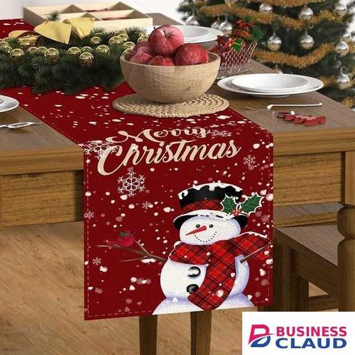 1pc Christmas Table Runner – Snowman & Gnome Linen Table Cloth for Dining & Party Décor Add a touch of festive elegance to your dining space with this Christmas Table Runner, beautifully designed with Snowman and Gnome decorations