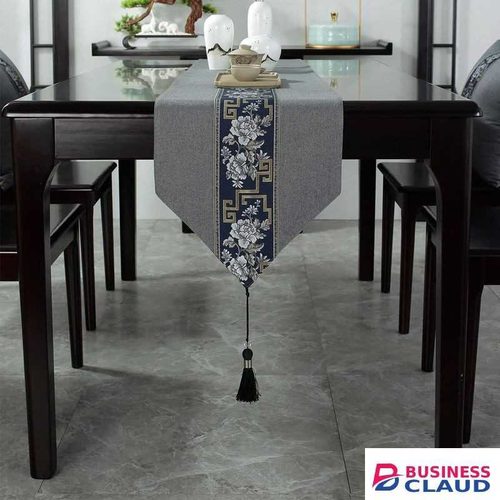 33cm by 180cm Embroidered Table Runners with Tassels Long Tablecloth for Holiday Party Holiday Dining Room Dresser Decor Cotton Linen Table Runner Table Cloth Insulation Tablemat, Washable