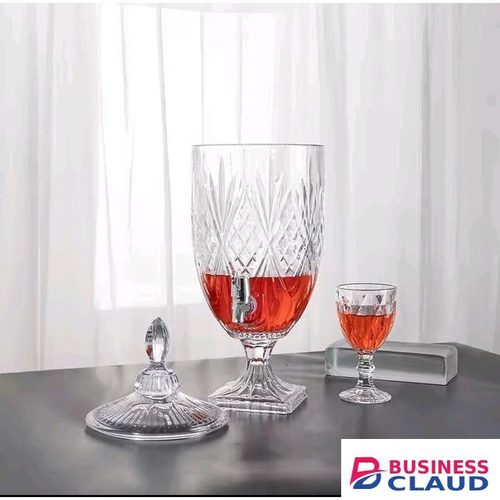 Glass Juice and Beverage Dispenser with Tap, 5-Litre Capacity, Durable Clear Glass, Perfect for Parties, Home Use, and Refreshments