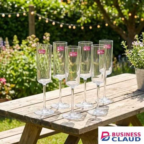6-Piece Elegant Crystal Champagne Flutes Set – 175ml Long Stem Glasses for Weddings, Parties & Home Use